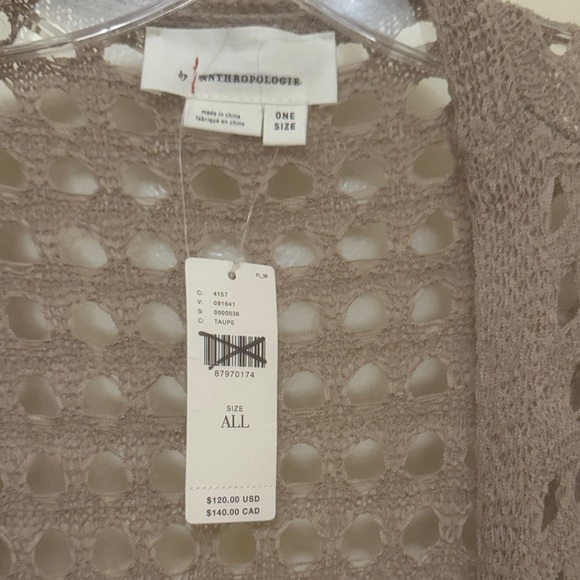Anthropologie Taupe Open-Knit Cardigan - Picture 3 of 3